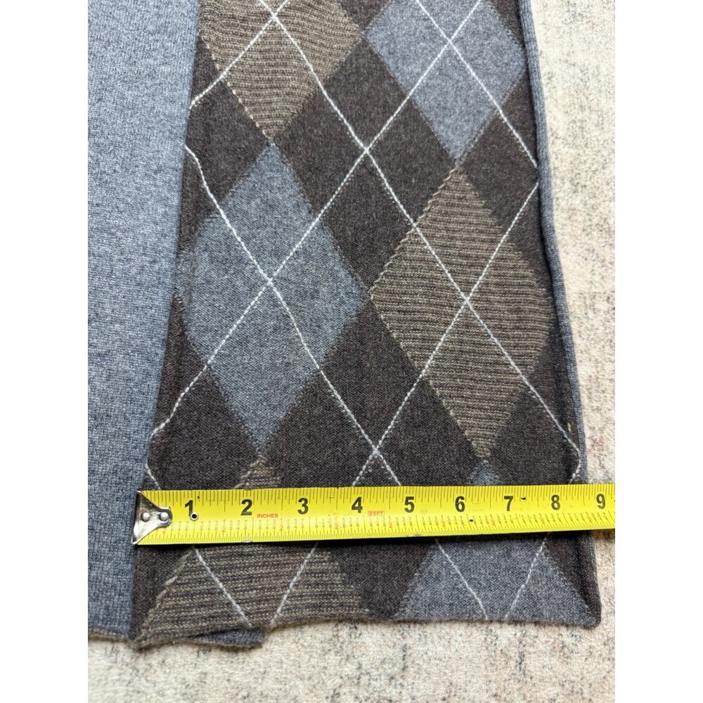 Cashmere Scarf Gray Brown Blue Diamond Argyle Preppy Cozy Classic Academia Cozy - Picture 5 of 8